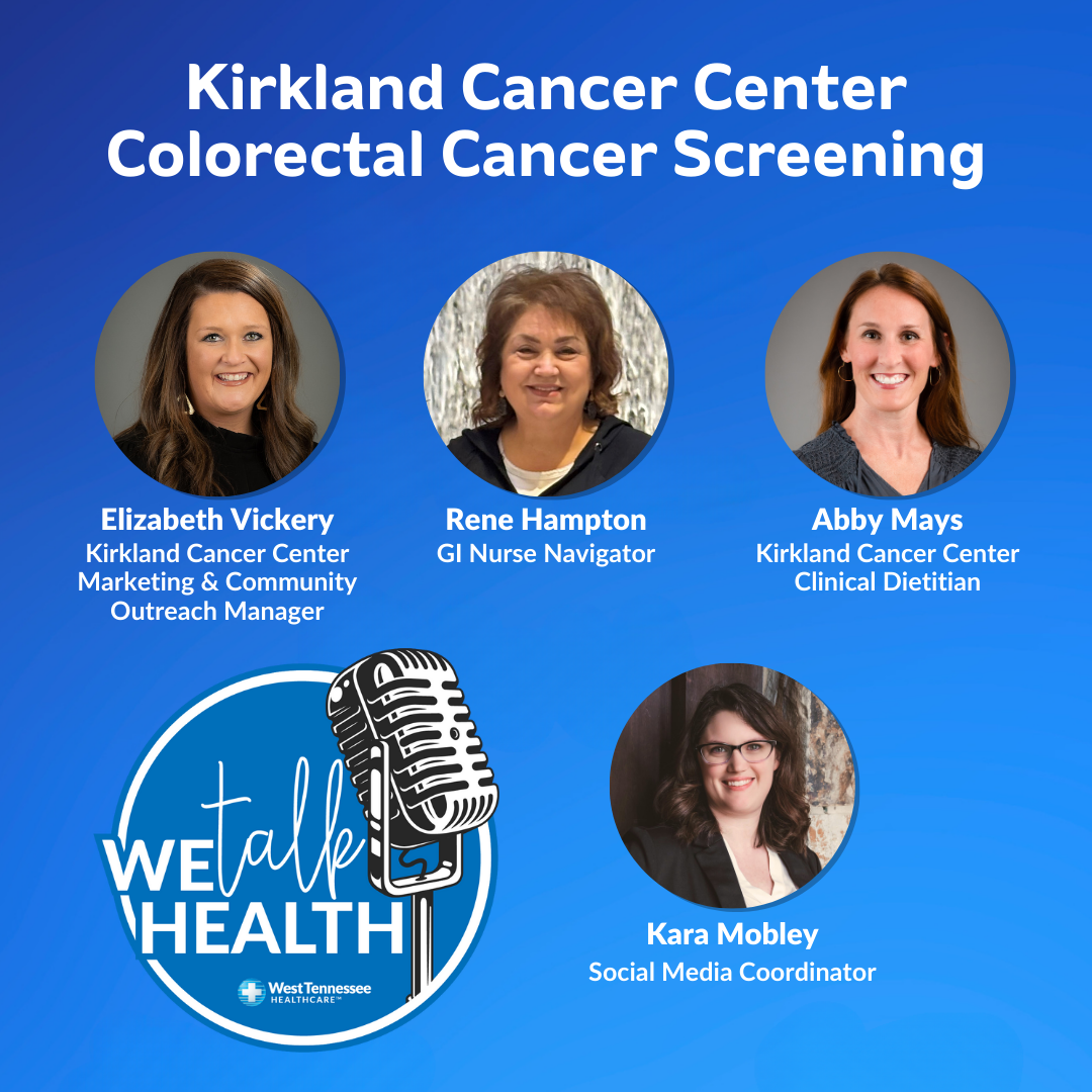 We Talk Health Podcast Kirkland Cancer Center Colorectal Screening Square Graphic